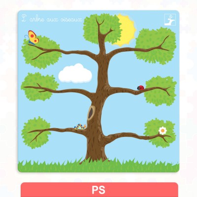 Jeu de reconnaissance de tailles et de couleurs - L'ARBRE AUX OISEAUX kit